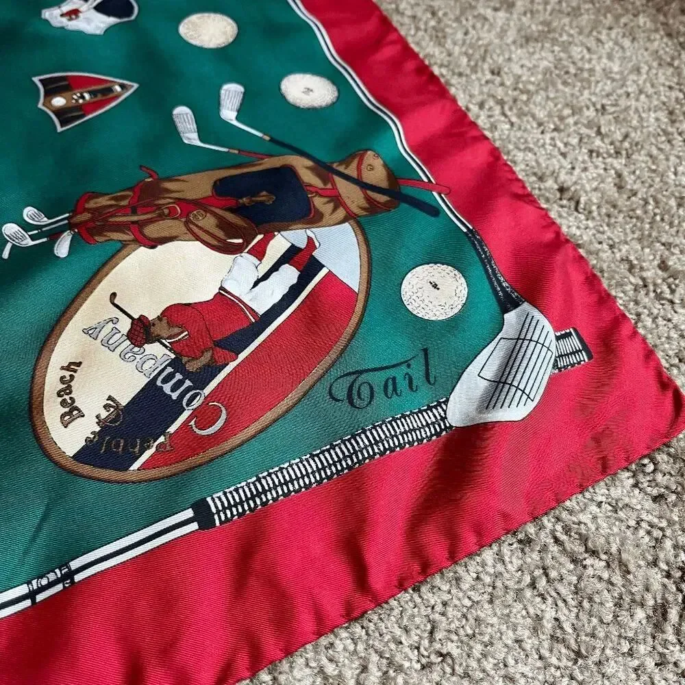 Tail Pebble Beach Golf Silk Twill Scarf Italy Old Money Country Club 27